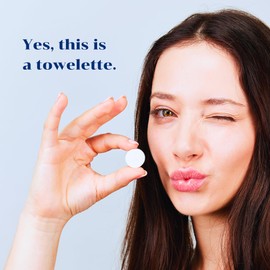 Kleany - 100 Compressed Towels Tablets - Biodegradable & Hypoallergenic - Face Towel - Travel & Makeup Remover Wipes - Hiking & Camping - Coin Tissue