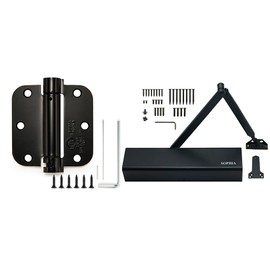 SOPHIA Automatic Self-Closing Door Hinge 2 Pack & Door Closer Grade 1 Combo Kit