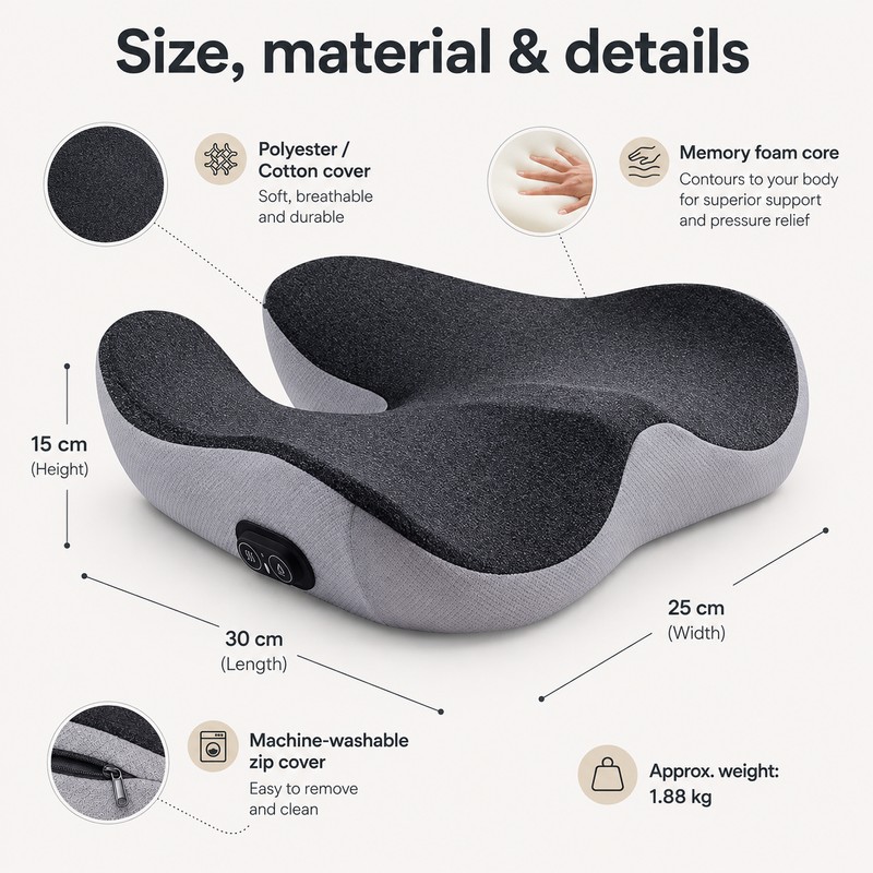 Ergonomic Memory Foam Seat Cushion for Long Sitting – Wide