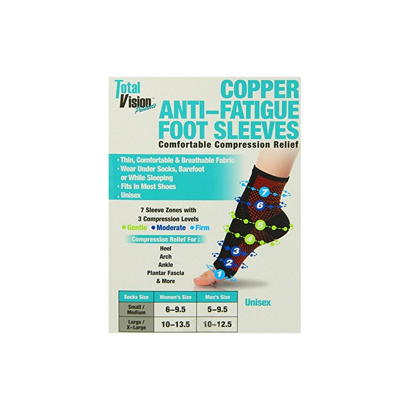 Copper Compression Recovery Foot Sleeve Support Socks Size Small/Medium