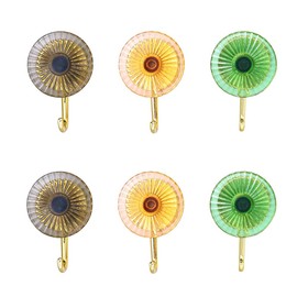 JruiZhp Mixed Color Circular Adhesive Hooks, 6Pcs Cute Wall Hangers without Nails, Colorful Sticky Hooks, Decorative Hooks for Bedroom, Hanging Coat Key Bag Hat Bathroom Robe Towel