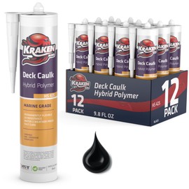 Kraken Bond Black Marine Sealant - (1x9.8 Fl. Oz) UV Resistant Marine Grade Caulk for Boat Maintenance and All Weather Conditions, 12 Pack