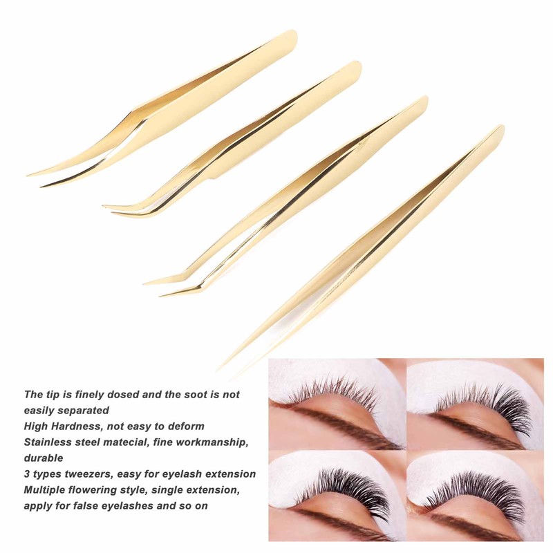 Eyelash Extension Tweezers Set Professional Stainless Steel Durable Lash Tweezers