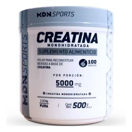 Creatina Monohidratada 100% Pura 500g MDN Sports 100 servicios Sin rellenos, Sin Sabor.