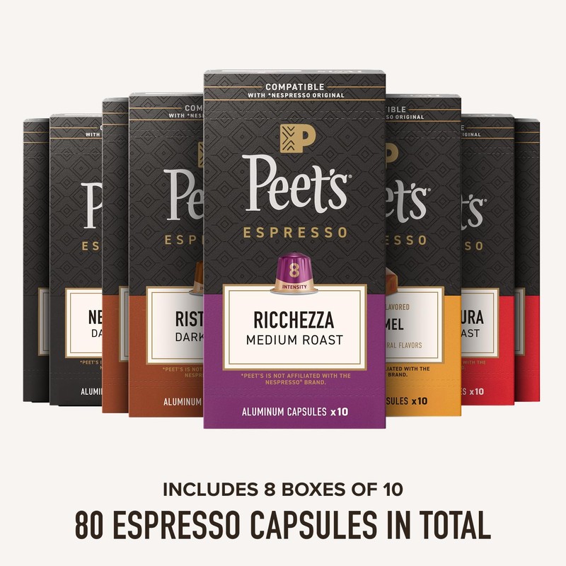 Peet's Coffee, Dark Roast Espresso Capsules Variety Pack, Compatible with