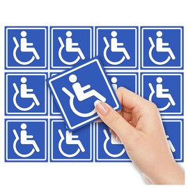 Pack 12 Pcs Handicap Sign Stickers for Handicapped Disable Wheelchair Signs Window Indoor Stairs Outdoor Removable Bumper Stickers Waterproof Vinyl Decals Public Home Accessories