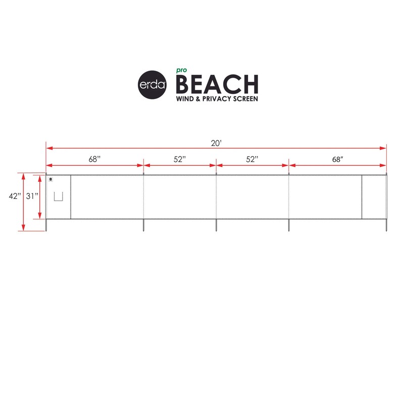erda Liberty Stripe Pro Beach Recycled Polyester Rip-Stop 20 ft