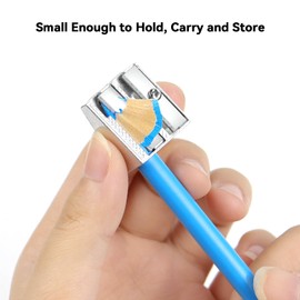 2 Holes Handheld Metal Pencil Sharpener Alloy Manual Sharpener for Schools, Offices, Homes, Art Projects (4 Pack)