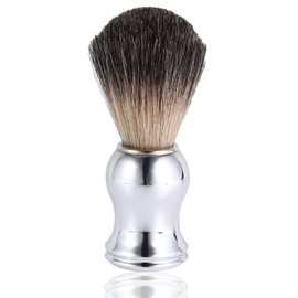Brocha de afeitar, herramienta de limpieza facial del cepillo de afeitar de moda de los hombres Herramienta de peluquería tejida del tejón y mango de plástico de plata