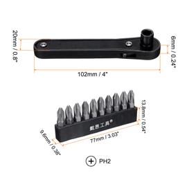 HARFINGTON Right Angle Screwdriver 4" 90 Degree Magnetic Mini Ratchet Wrench Ratcheting Screwdriver Set with 10pcs Phillips Bits