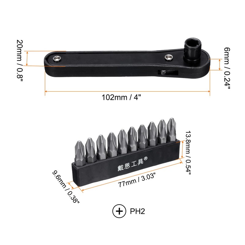 HARFINGTON Right Angle Screwdriver 4" 90 Degree Magnetic Mini Ratchet