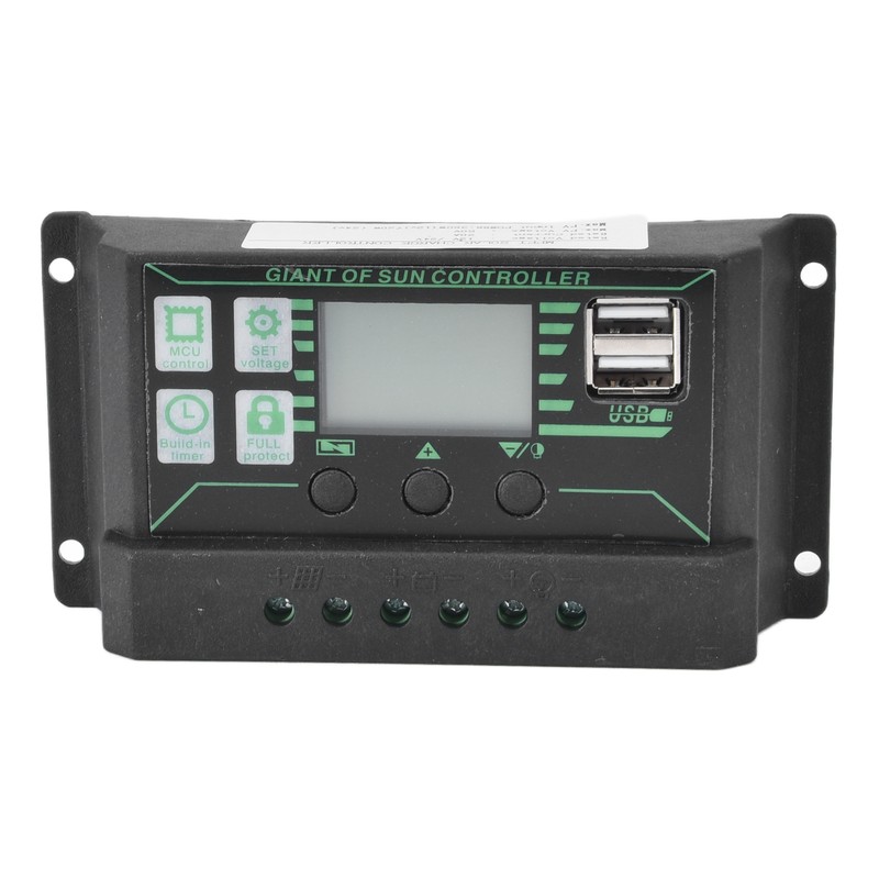 Solar Charge Discharge Controller Adjustable LCD Display PWM Dual USB