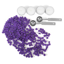 Purple Sealing Wax Beads, Yoption 300 Pieces Octagon Wax Seal Beads Kit with 2 Melting Spoon and 4 Candles for Seal Stamp (Purple)