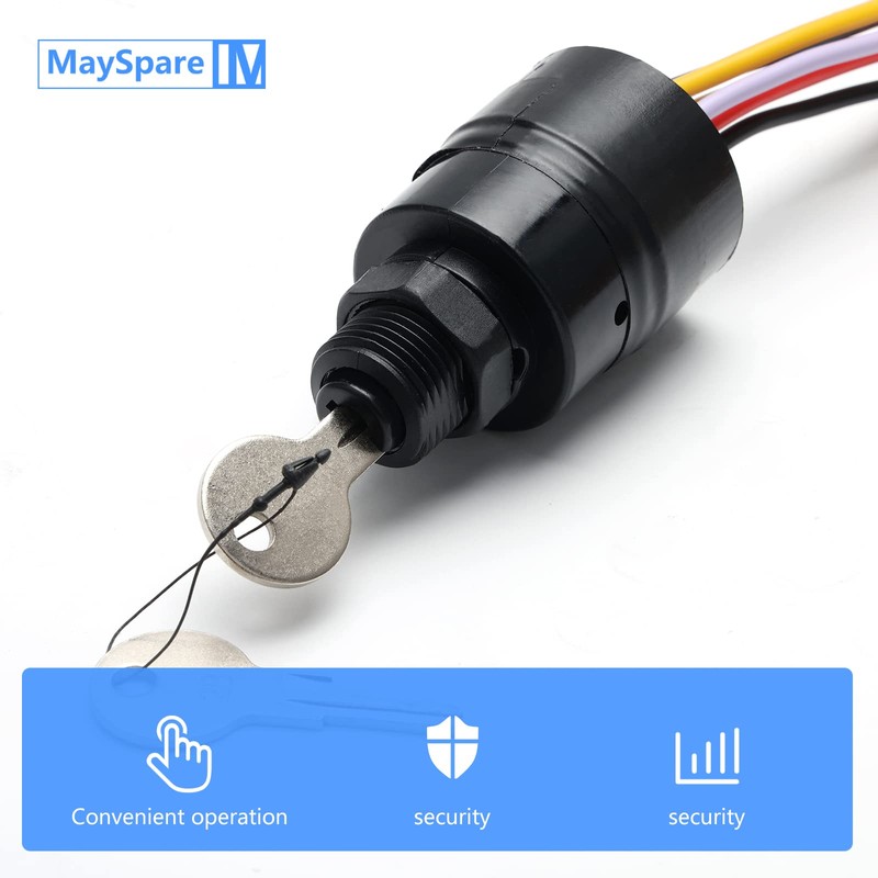 MaySpare Marine Ignition Switch, 6 Wire Keyed Marine Push Choke