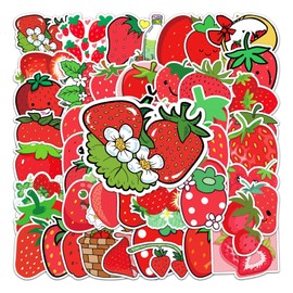 Strawberry Sticker Pack, Strawberry Sticker Set 50 Pieces Girl Sticker PVC Sticker for Laptop MacBook Suitcase Helmet Motorcycle Sticker Bomb