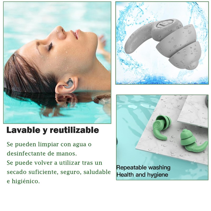 Tapones de silicona impermeables, 4 pares de tapones antirruido, tapones