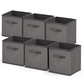Nestl Cube Storage Bins, Foldable 6 Cube Storage Organizer Bins, Fabric Storage Cubes, Storage Basket with Handles, Grey Closet Storage Bins, 11-Inch Cube Storage Bins for Bedroom, Playroom and More