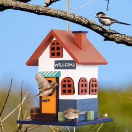 MIXUMON Bird Houses for Outside, Outdoor Bird House for Bird Families Bluebird Sparrow Finch Cardinals Hanging Birdhouse for Garden.