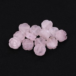 GEM-INSIDE 12pcs Hand Carved Double Sided 14mm Natural Rose Quartz Gemstones Semi Precious Stone Beads for Jewelry Making