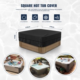 Moutosne Square Hot Tub Cover 600D Patio Outdoor Waterproof UV Spa Cover for Hot Tub Black Heavy Duty Oxford Hot Tub Hard Cover Protector 83 x 83 inch