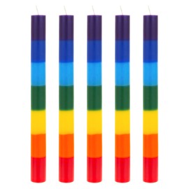 Mega Candles 5 pcs Unscented Multi Color Chakra Straight Taper Candle, Hand Poured Premium Wax Candles 10 Inch x 1 Inch, 100% Cotton Wick, Promotes Positive Energy, Meditation & Relaxation