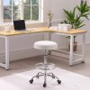 VECELO Round Rolling Stool with Footrest & Wheels Height Adjustable