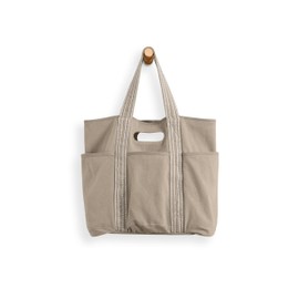 ODODOS 29L Oversized Canvas Tote Bag Large Capacity Open Top Shoulder Bags for Gym Workout Shopping Beach Travel, Gray Brown