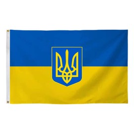 SOULBUTY Ukraine Flag 3x5 Double Sided- Ukrainian Trident Flag- Polyester with two Brass Grommets (3x5ft)