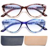 EYEURL Cat Eye Reading Glasses for Women 2 Pair Blue