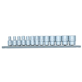 13PC 1/4 Shallow CRV Sockets Chrome Vanadium on Rail SS093 by Toolzone