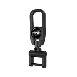 GUIILAN Metal Car Fob Cover Key Chain with 2 Detachable Key Rings Car Keychain buckle Compatible with Bronco (White)