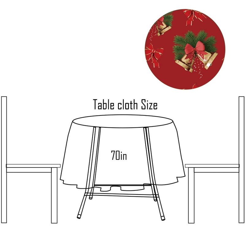 WedDecor Christmas Table Cloth Round Polyester Tablecloth with Bow Ribbon