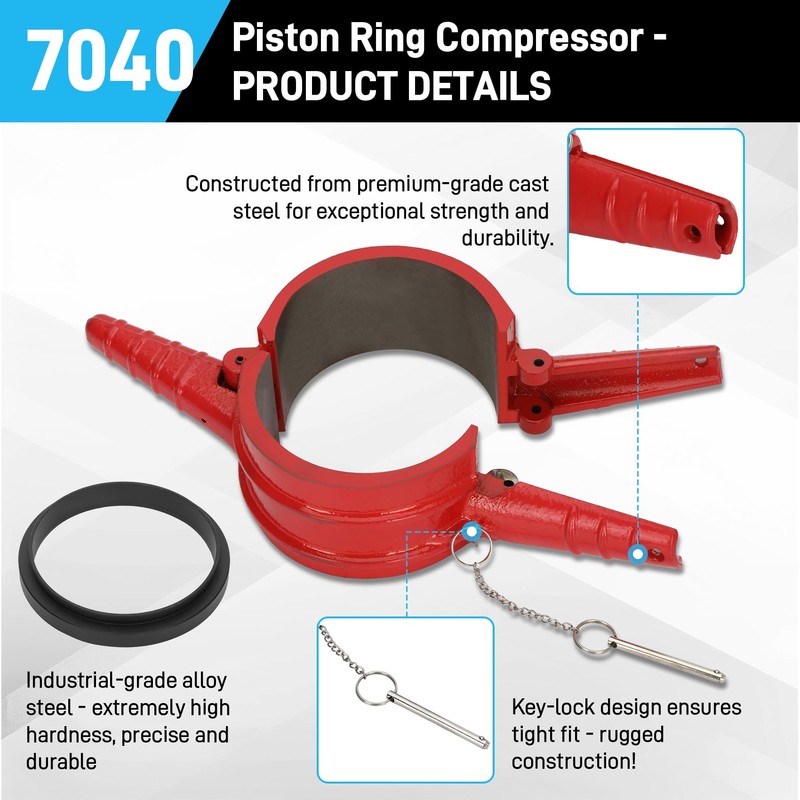 7040 Piston Ring Compressor Tool-5.4" Bore,Replaces PT-7040 5394454 5299339