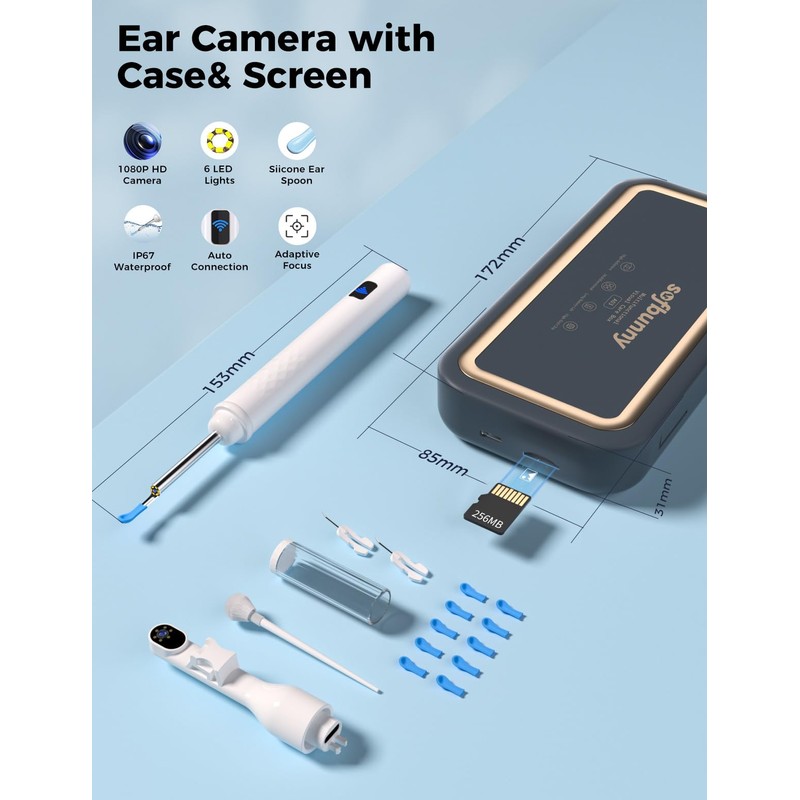 Sofbunny A03 Ear Wax Removal Tool Camera with Screen, Ear