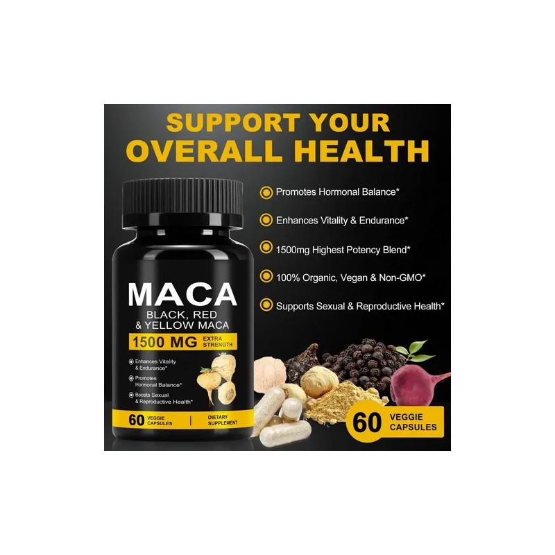 Daiasns Cápsulas Orgánicas Maca 1500 Mg 60 Veganas