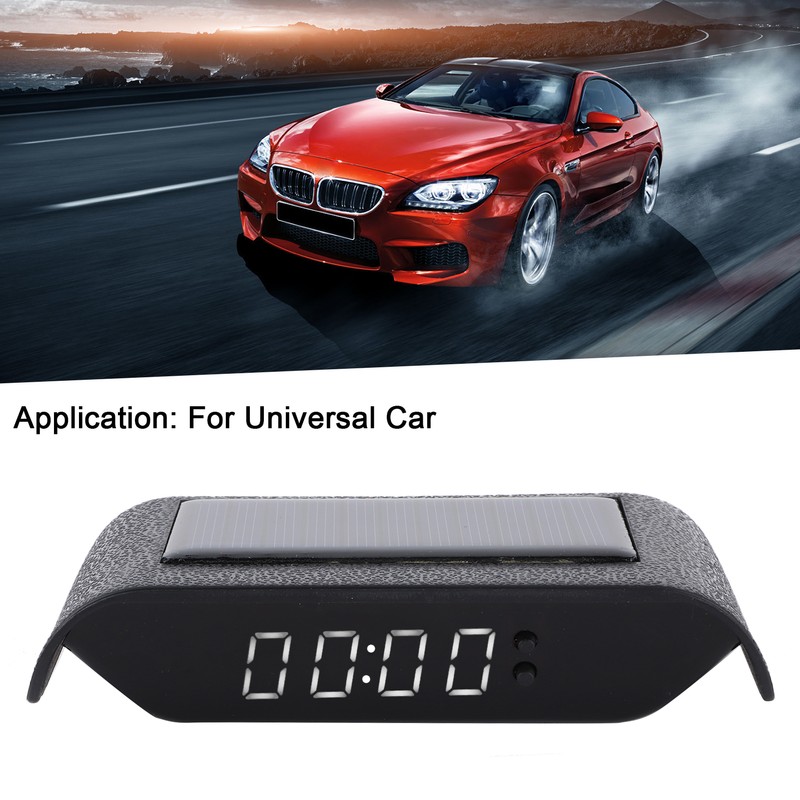 Car Digital Clock Auto Truck Solar Powered Time Date Temperature