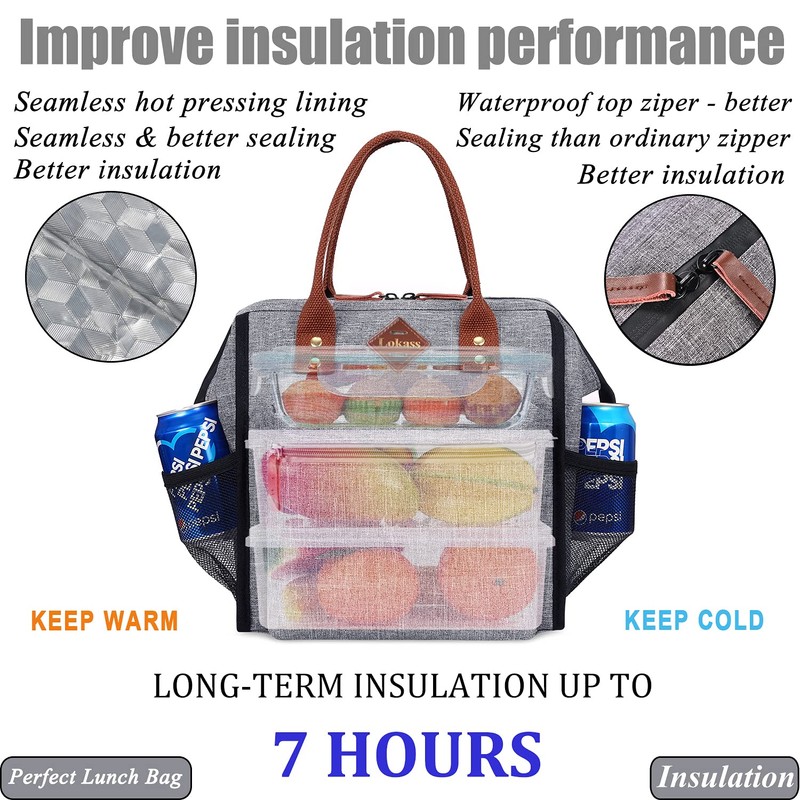LOKASS Leak-proof Lunch Box for Women Insulated Lunch Cooler Bag