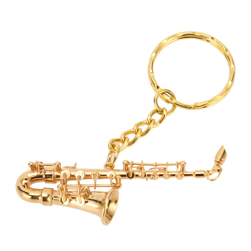 Cute Saxophone Pendant Keychain Portable Funny Brass Miniature Saxophone Musical