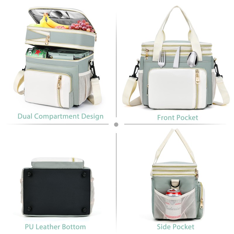 BAGNN Lunch Box for Women/Men-Insulated Lunch Bag-Expandable Double Cooler Bag-Reusable
