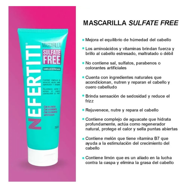 Mascarilla Sulfate Free Cabello Estresado Sin Parabenos Nefertiti