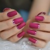 Slim Gorgeous Fake Nails Matte Rose Red with Metallic Moo