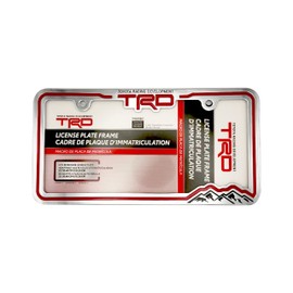 Chrome License Plate Frame – Rust-Resistant Metal Car Tag Holder | Universal Fit (TRD-Red)