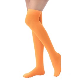 Lastclream Velma Costume Thigh High Stockings for Women Over Knee Socks Adult Cosplay Hosiery Plus Size for Girls (Orange)