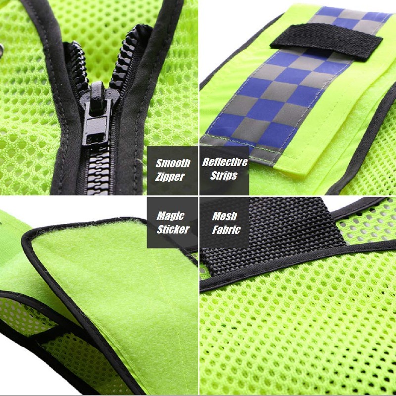HYCOPROT Hi Vis Viz High Visibility Mesh Reflective Safety Vest