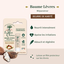LE PETIT OLIVIER - Lip Balm Repairs - Shea Butter - Repairs & Soothes - Cracked and Damaged Lips - Oils from 100% Plant Origin - Made in France - 4g