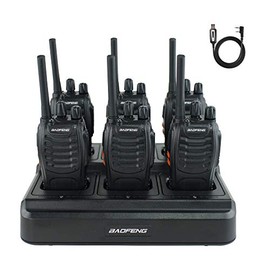 BAOFENG BF-88A Walkie Talkies 6 Way Charger Bulk FRS Radio License-Free Long Range 16 Channels Two Way Radio Pack of 6