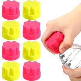 Irenare 8 Pcs Flower Water Bottle Opener for Weak Hands Silicone Bottle Opener Bottle Cap Opener for Elderly Seniors Arthritis Aids Easy Twist off Travel Bottle Opening Tool Kitchen Gadget, Yellow Red