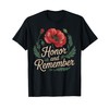 Honor And Remember Memorial Day Red Poppy Flower Military T-Shirt