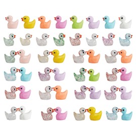 LIUCONGBD 240PCS Mini Resin Ducks, Luminous Tiny Ducks Little Ducks Glow in The Dark, Cute Miniature Ducks for Tiny Homes Garden Micro Landscape Dollhouse Decor Aquarium Potted (16 Colors)