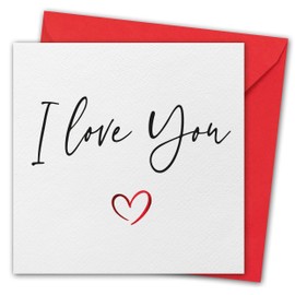 Valentines Card. I Love You Design with Red foil on textured card. Eco-friendly. 4pp 150x150mm size. Valentine's Card with Red Envelope. Verse inside. Printed and Packed in UK.